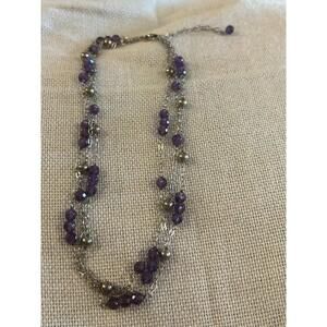 Lot A606 18-20 inch length silver plated necklace purple